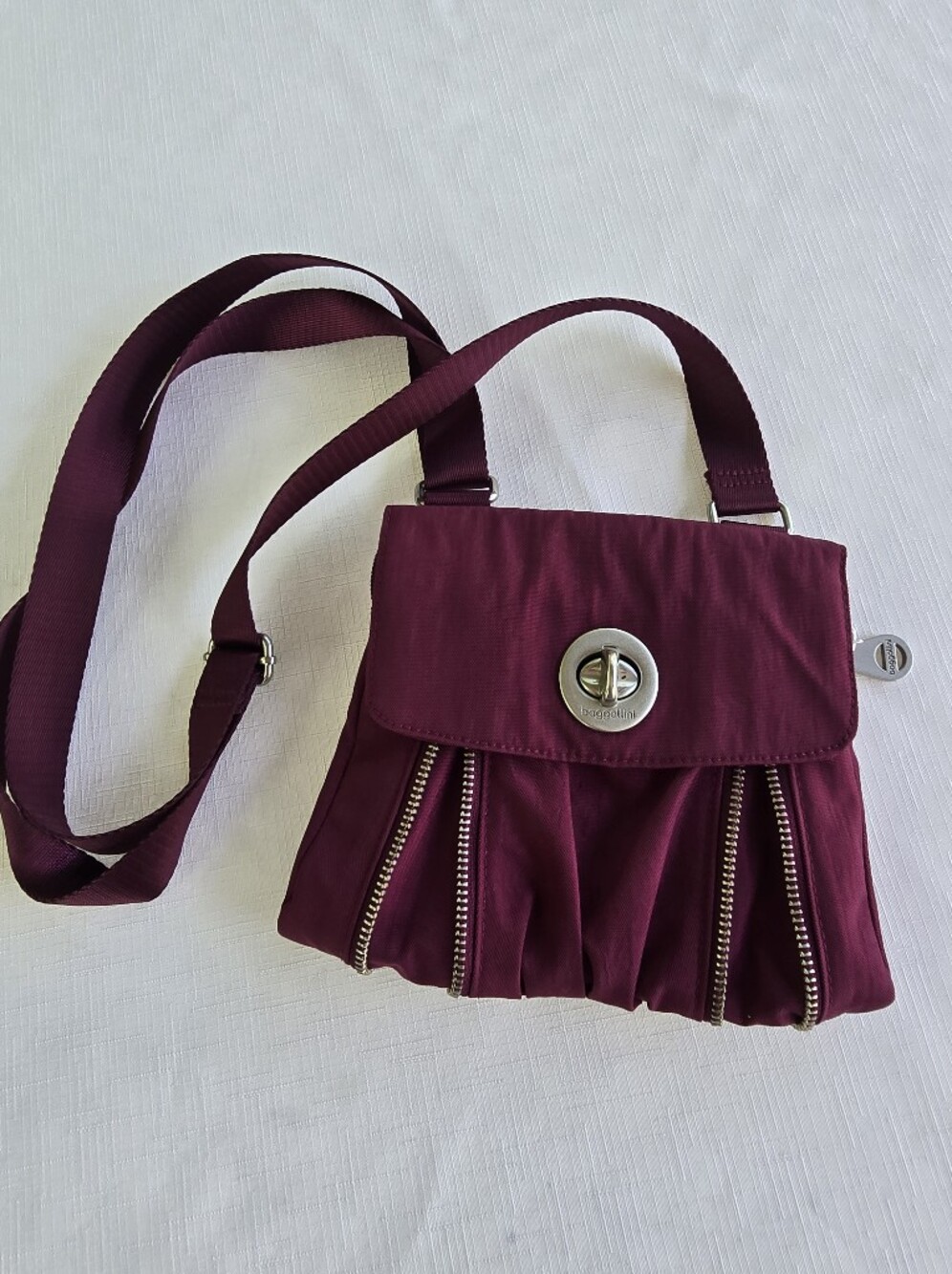 Baggallini Pleated Crossbody Bag in Deep Plum